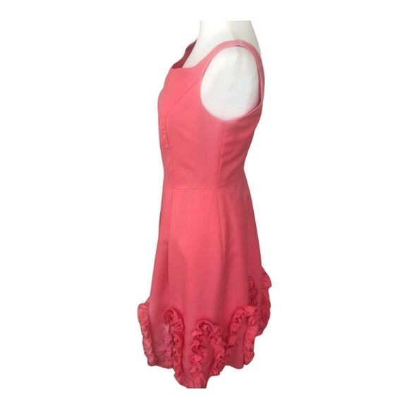 Rare Priscilla of Boston sz 14 Salmon Pink Cocktail Party Ruffle Dress Cotton - Picture 5 of 14